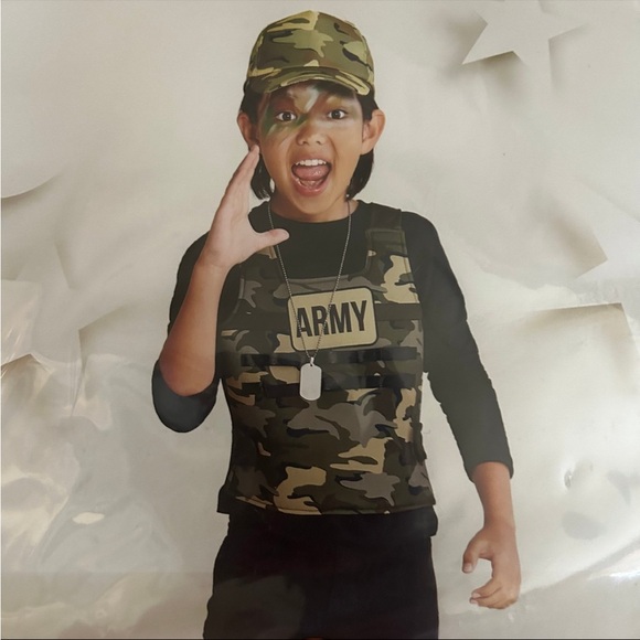 NEW Soldier Kids Costume accessories Vest Hat DogTags Dress up - Picture 1 of 5
